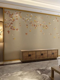 Simple Living Room Sofa Wallpaper Modern Chinese Style Ginkgo Biloba TV Background Wall Wallpaper Bedroom Bedside Mural Cloth Decoration