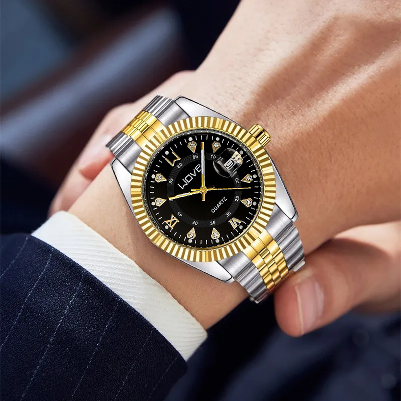 Exquisite Diamond Encrusted Quartz Watches For Couples With Calendar_voghion.com