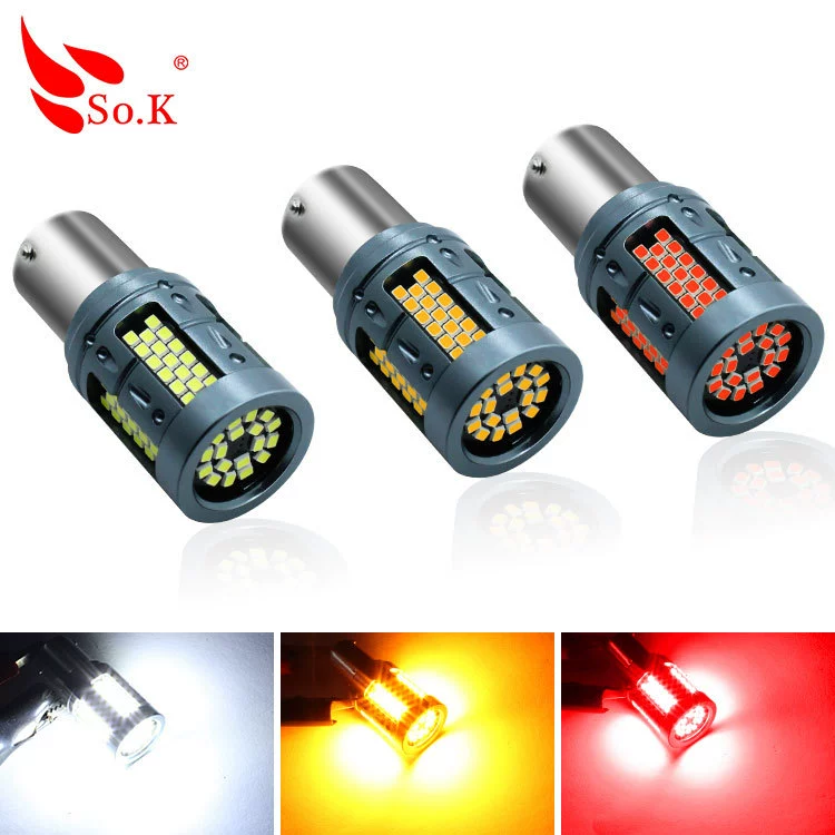 Светодиодные лампы SO.K для автомобиля, указатели поворота, декодер, защита от мерцания, 1156/T20201684smd1157, стоп-сигнал