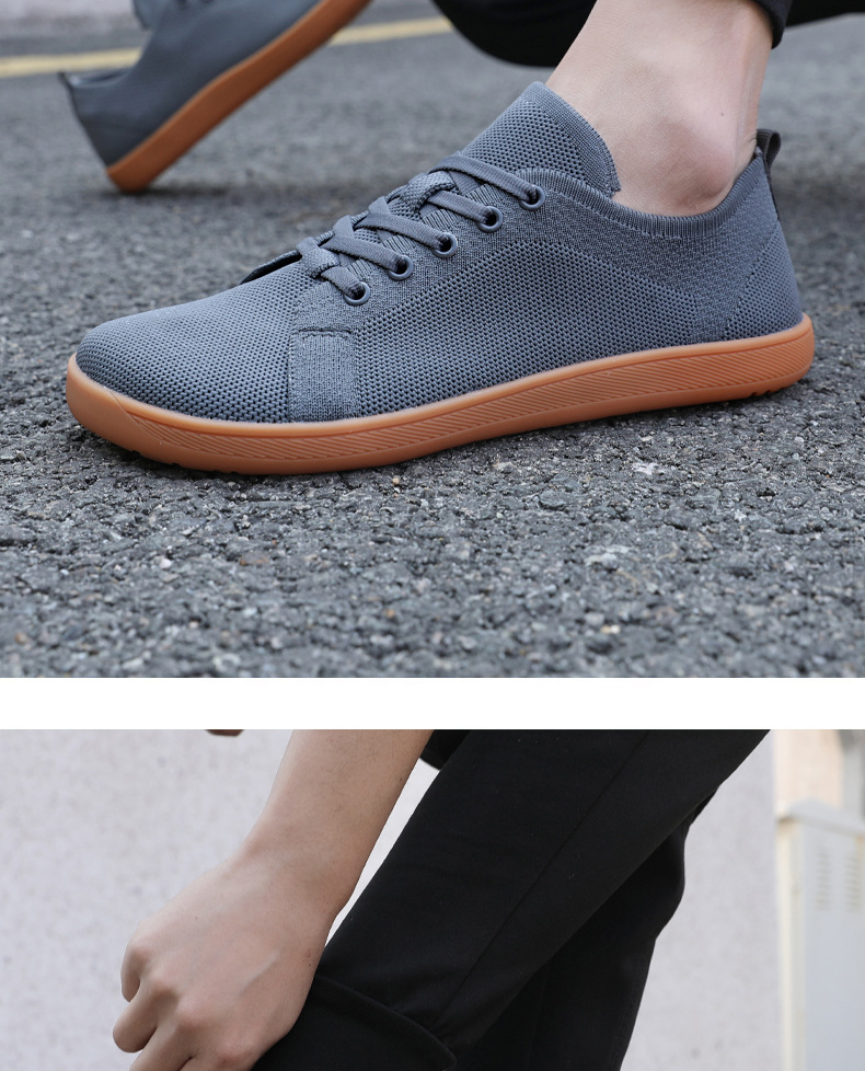 Neue atmungsaktive Casual weiche Sohle breite Kopf Schuhe flache Wanderschuhe breite Leisten fliegende Strickschuhe Sportpaar Fitnessschuhe_voghion.com