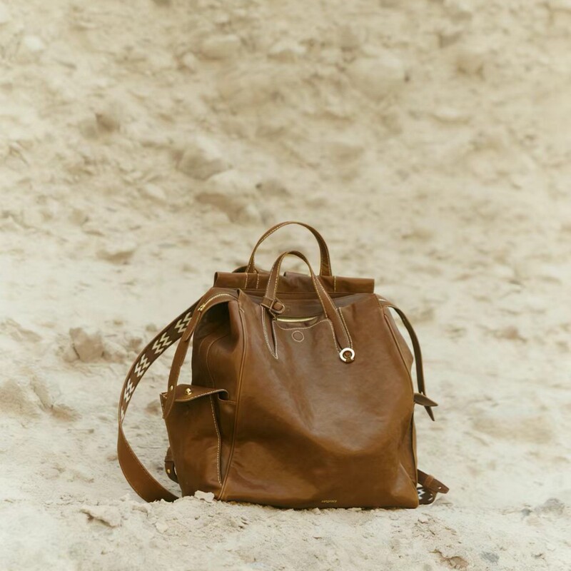 Shanxia Songyou Songxun Series Large Backpack Unisex Retro Vegetable-Tanned Leather 16inch Laptop Bag