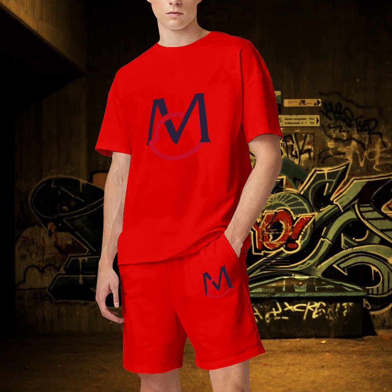 2023 nuevos deportes casuales camiseta de los hombres de verano de fitness shorts camiseta traje de running traje de manga corta de los hombres de comercio exterior