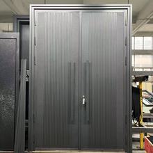 鑄鋁別墅門高強度精雕鑄鋁門中式子母門木紋拼色精雕長拉手