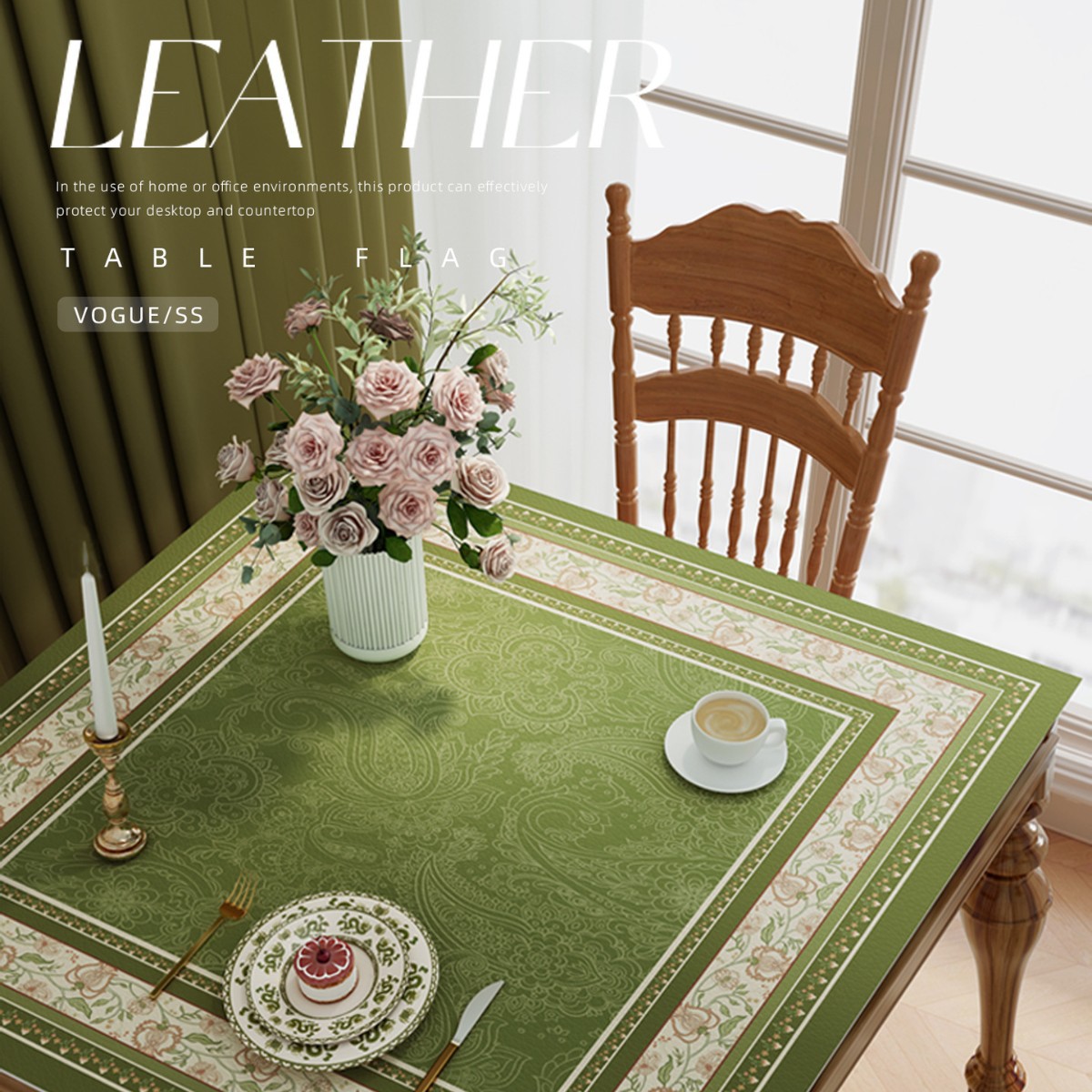 2026 New Chinese-Style Square Tablecloth for Octagonal Tables, High-End Waterproof and Oil-Proof Table Mat, Desktop Protection Mat