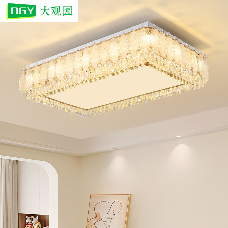 Grand View Garden lámpara de cristal francesa sala de estar alta sensación de protección de ojos de espectro completo LED dormitorio estudio lujo luz lámpara 413L