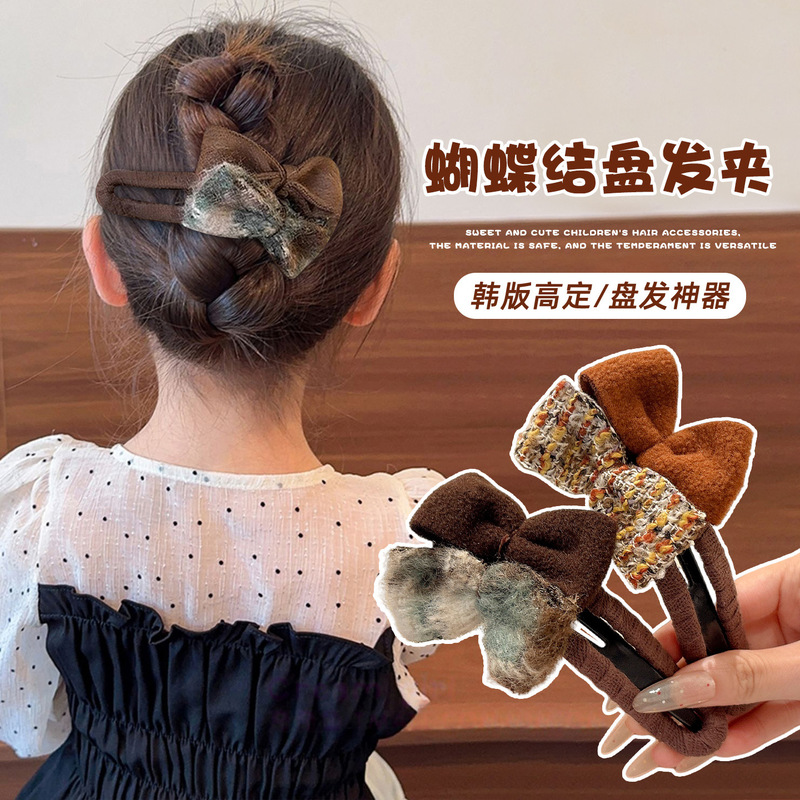秋冬毛绒蝴蝶结抓夹女后脑勺鲨鱼夹2025新款高级感鸭嘴夹儿童头饰|undefined