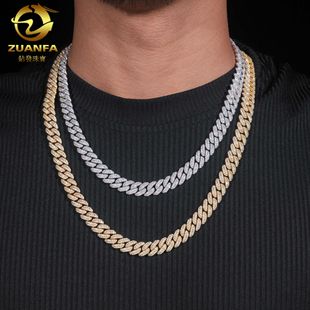 European and American Cross-Border Exclusive S925 Silver Moissanite 10mm Crescent Hip-Hop Cuban Chain Instant Diamond Tester