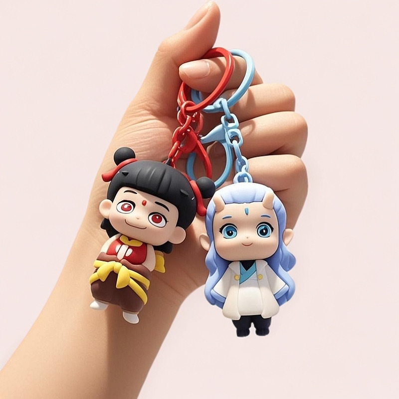 ネザの悪魔の子 魔童の海シリコンキーホルダー かわいい Ao Bing 立体人形 スクールバッグペンダント 学生ギフト|undefined