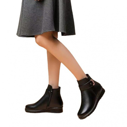 Mom's Shoes Winter Cotton Shoes Fleece Flat Non-slip Warm Elderly Short Boots Middle-aged Women's Shoes Leather Shoes Winter Shoes