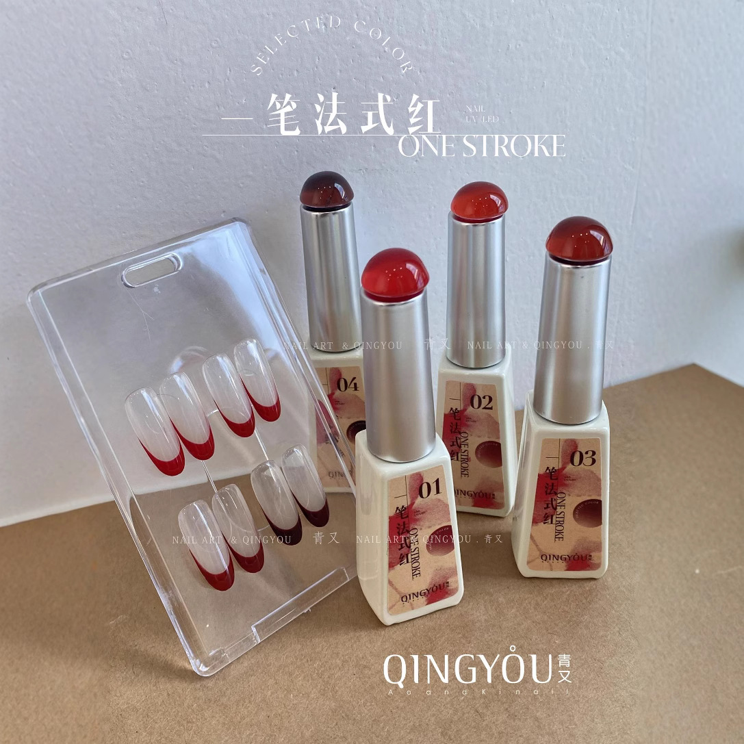 Manicure nuevo pegamento de esmalte de uñas Anchor rojo un pincel francés dibujo de línea roja gancho bordes pintados pegamento de fototerapia al por mayor
