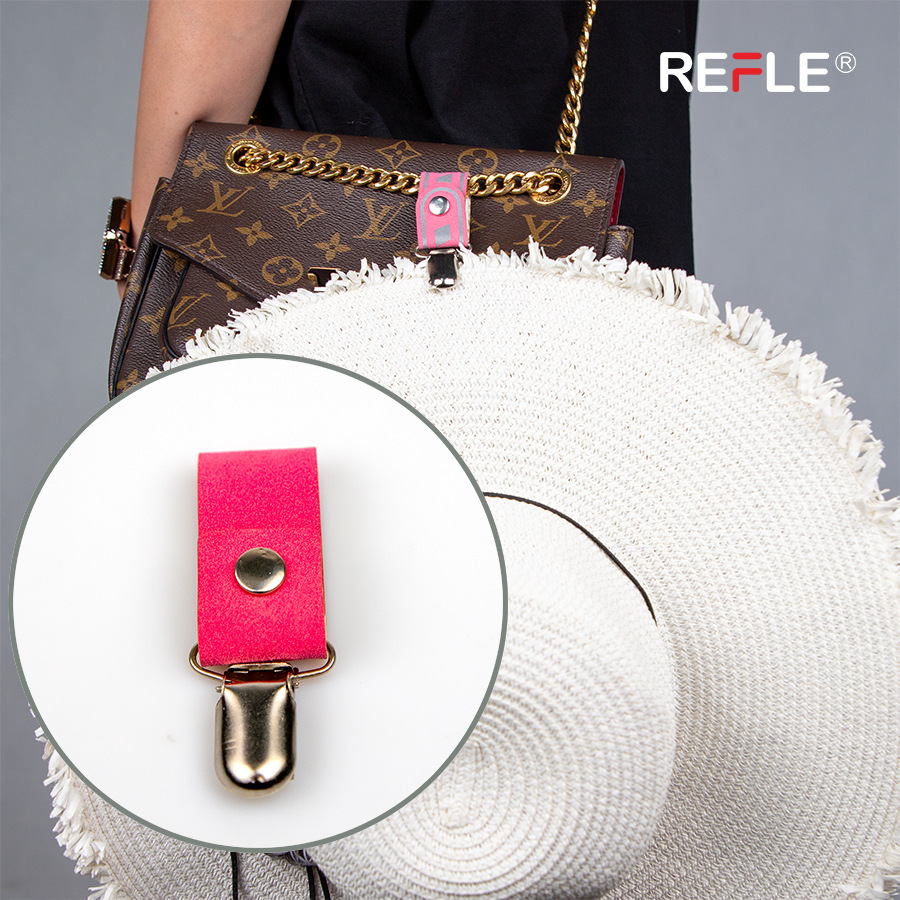 亚马逊热销反光皮革帽夹 户外旅行必备遮阳帽子收纳夹 反光帽子扣