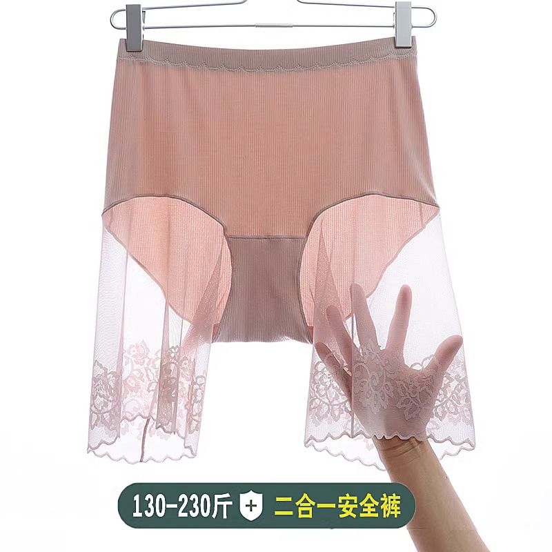 Plus Size Women's Safety Pants 100kg Summer Anti-Exposure Lace Mid-High Waist Extended Knee-Length Pants Wholesale with Crotch Lining