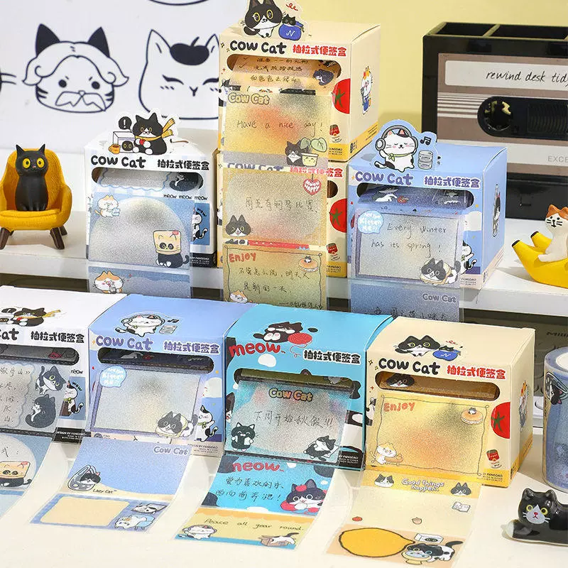 Cute pull-out post-it notes boxed pasteable transparent frosted student key mark notes office stationery