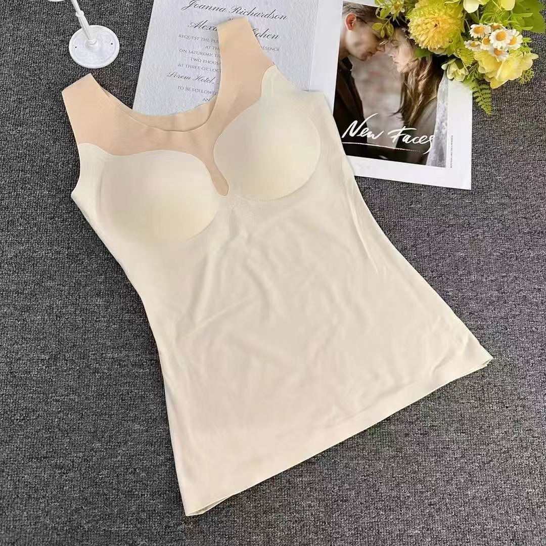 Nuevo chaleco de terciopelo de terciopelo cálido confortable, cálido, no hinchado con cojín de pecho sin marcas, chaqueta interior