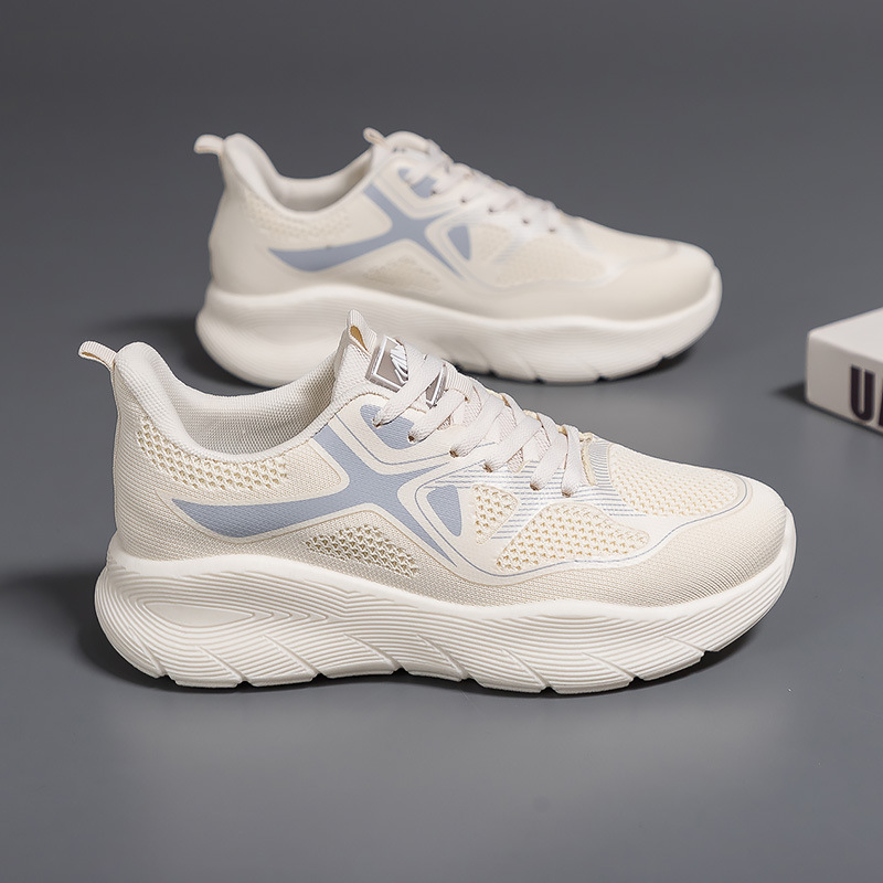 2025 nuevas zapatillas de pareja transpirables para hombres y mujeres zapatos casuales para correr zapatos de tela blanca gruesa F8829