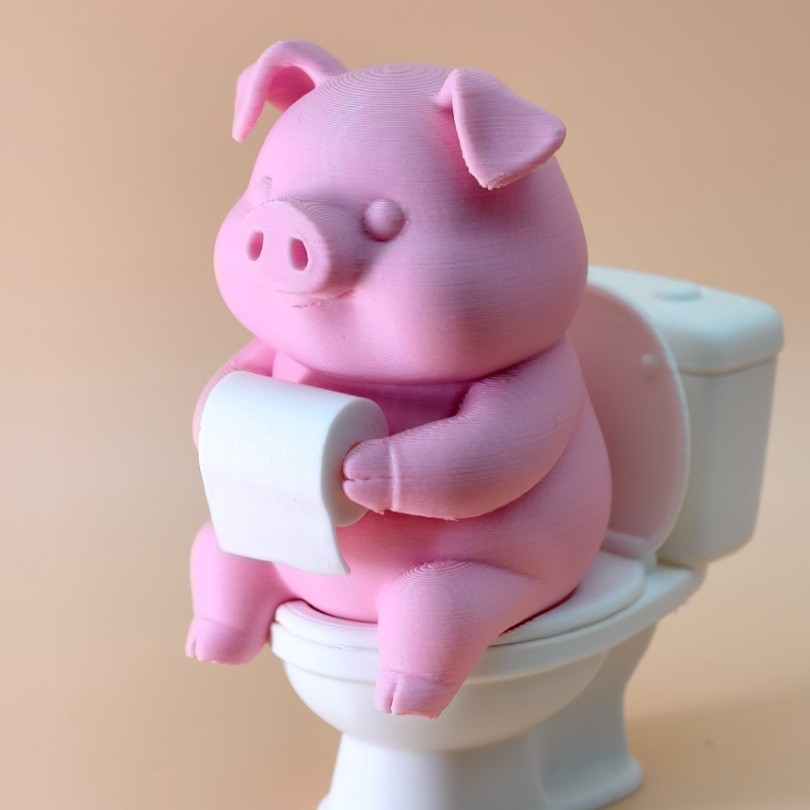 3D Printed Cute Toilet Pig Figurine, PLA Material, Creative Desktop Decoration, Advertising Promotion Business Companion