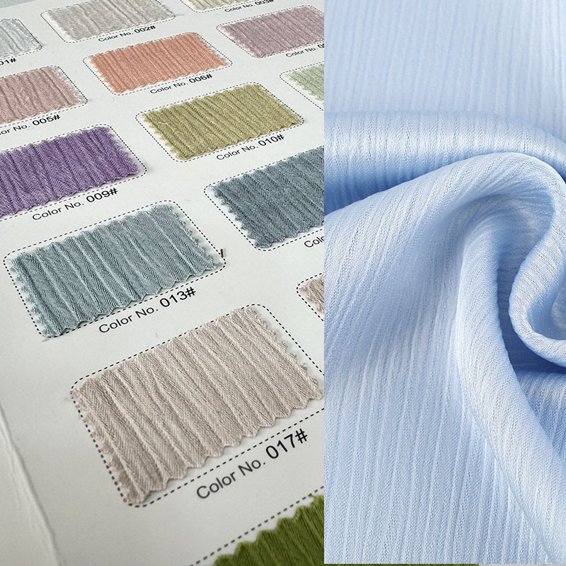 春夏新品柳树条顺纡绉醋酸树皮皱面料仿真丝连衣裙旗袍衬衫布料