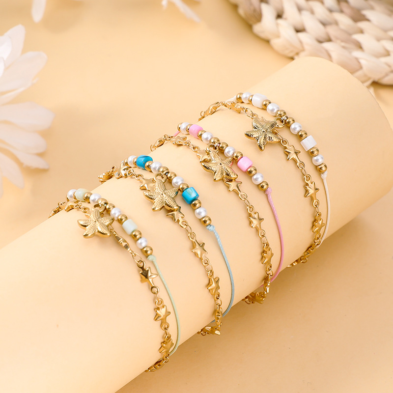 Bracelets Classification Retro Classic Style Starfish 304 Stainless Steel Rope Cord String Bracelets In Bulk