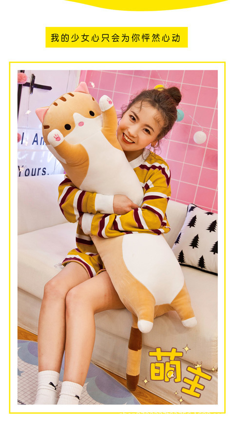 Long Cat-Shaped Plush Pillow Toy, Cross-Border Bestseller, 50-130cm Lying Cat Doll