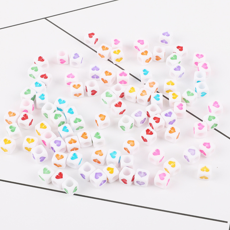 アクリル数字英字ビーズ手作りDIYセット子供ビーズアクセサリーアクセサリー散珠四角いビーズ|undefined