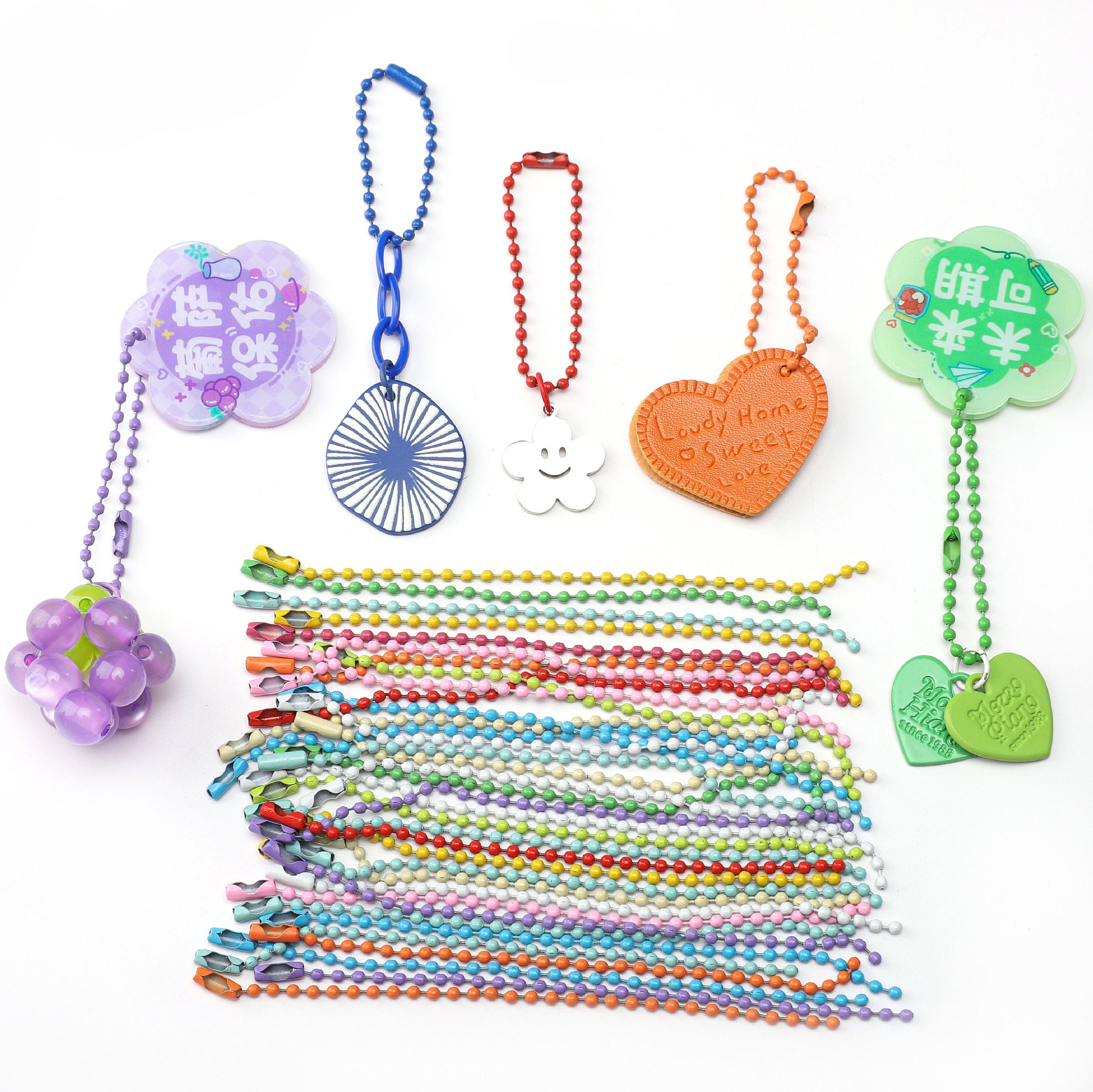 Color hierro pintado cadena de cuentas accesorios DIY bolsas joyas colgantes llaveros paquetes de material de cadena de cola