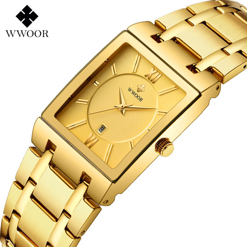WWOOR8858 Fully automatic non-mechanical square men's steel strap quartz watch waterproof watch cross-border exclusive supply