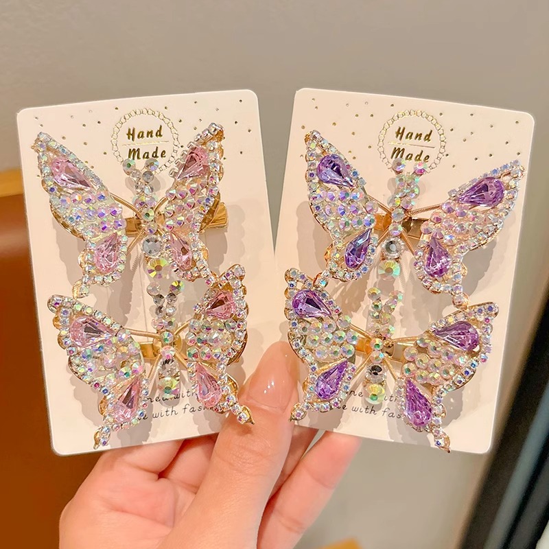 Clips para el cabello de los niños se moverá, clips para el cabello de mariposa de diamante, clips para el cabello de cabello lindo, clips para el lado, clips para el cabello roto, clips para el bang