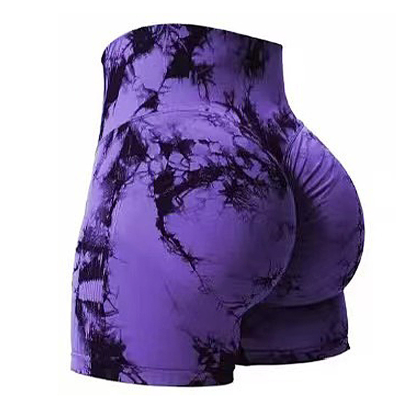Women's High-Waisted Fit Running Yoga Pants Summer Tie Dye Fitness Sports Shorts Three Point Design_desvips.com