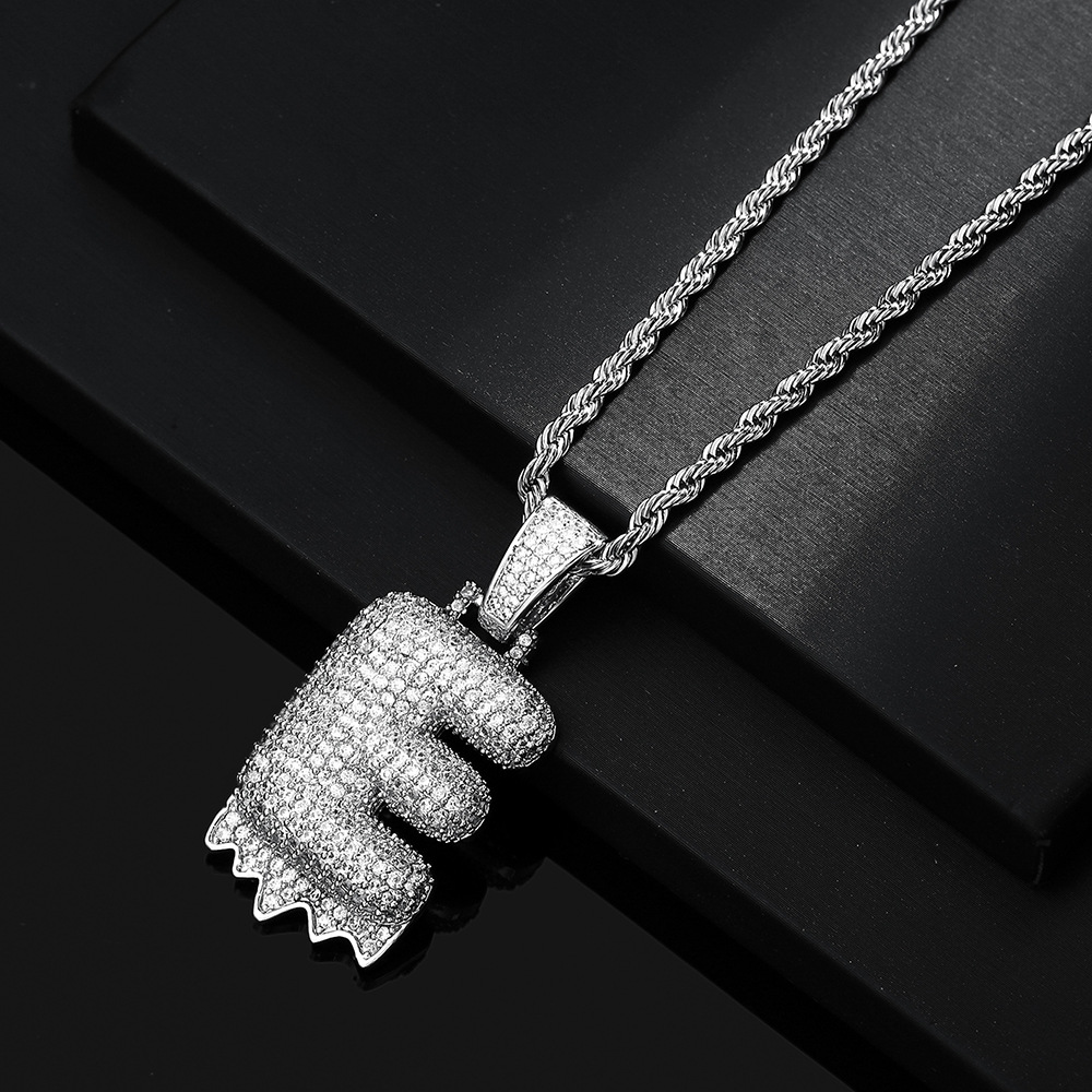 Cross-border hip hop burbuja colgante 26 letras nombre personalizado nicho accesorios de personalidad de zircon para hombres
