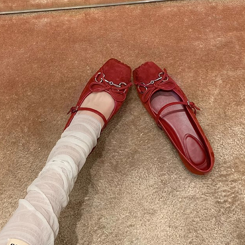 Grape Mom studiolee chica francesa lazo de una palabra con nariz de cerdo salvaje Mary Jane zapatos individuales mujer