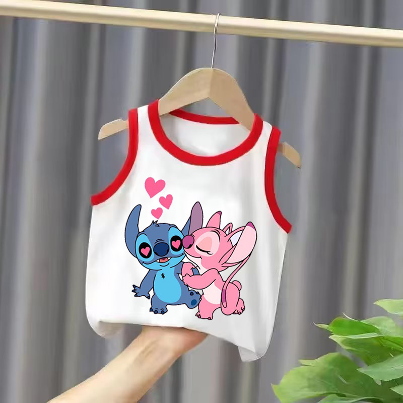 Hot Selling Cross-Border New Children's Clothing Lilo & Stitch Stitch Boys Girls Sleeveless T-shirt Dropshipping One Piece