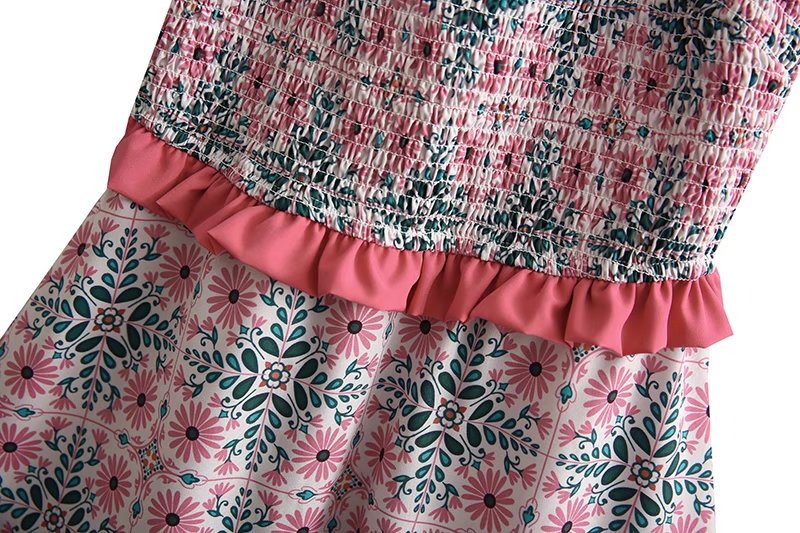 sling stitching backless flower print dress NSAM133772