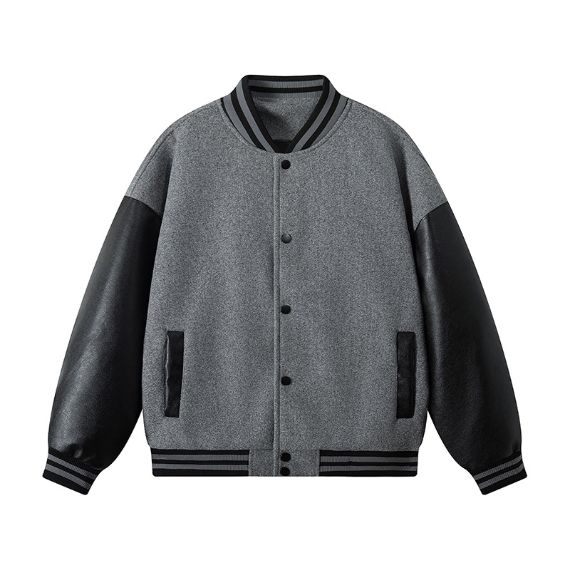 Chaqueta de bomber estadounidense transfronteriza de alta gama chaqueta casual jacket otoño e invierno manga PU marca de moda chaqueta de uniforme de béisbol personalización masculina image 14