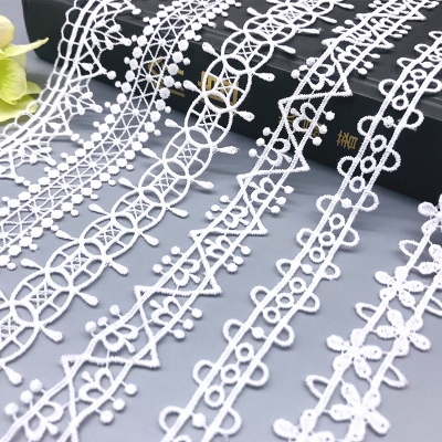 蕾丝花边新款现货批发服装辅料窗帘装饰边细线牛奶丝水溶条码花边