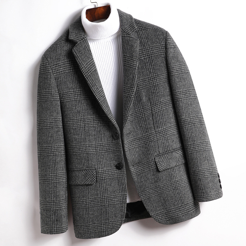 Hengyuanxiang Men's High-End Middle-Aged Men's Casual Suit Double-Sided Woolen Suit Autumn and Winter New Men's Slim Fit Suit