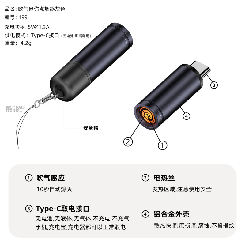 ミニシガーライター防風電子ライター車のシガーライター Typec Apple 15-16 Huawei に適しています|undefined