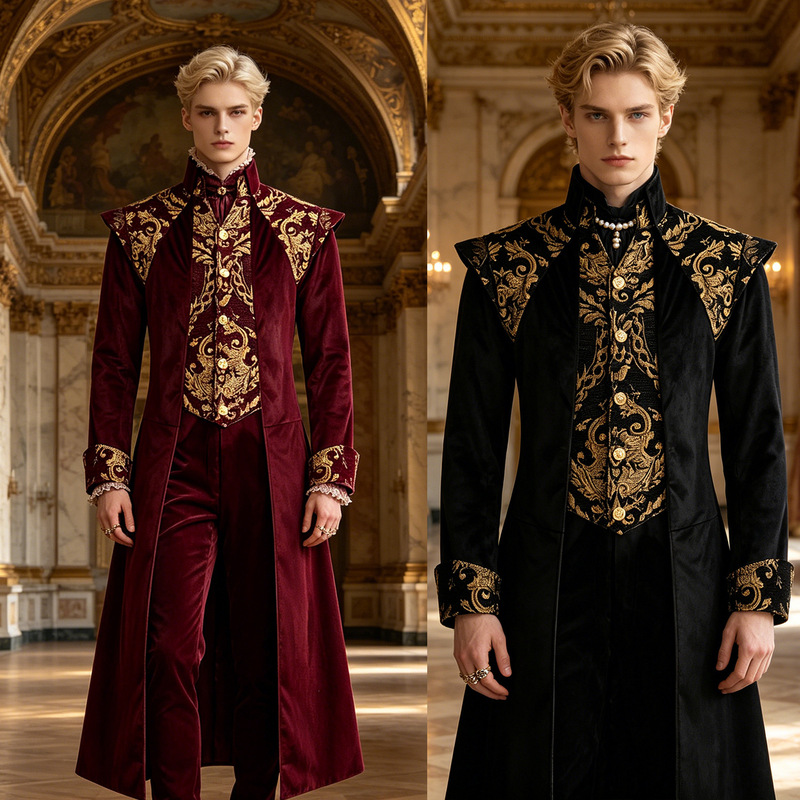 Amazon Retro Palace Long Coat European and American Cross-Border Medieval Punk Halloween Tuxedo Costume New Style