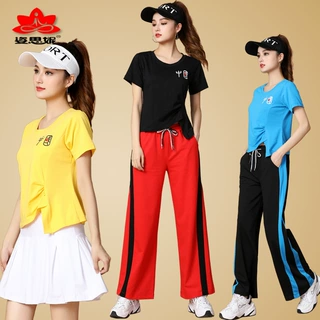 纯棉舞蹈服运动健身服套装广场舞服装女演出服鬼步舞跳操服夏宽松