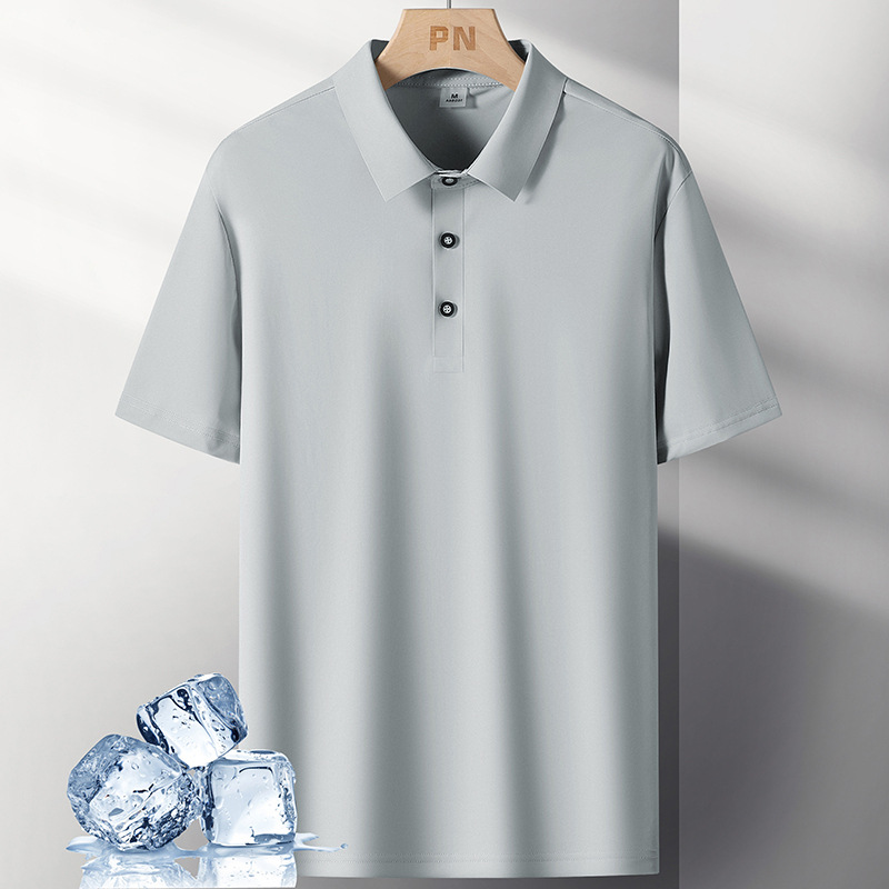Camiseta de verano de hielo de manga corta Polo para hombre delgada ropa de papá con solapa de ropa de negocios casuales camiseta de papá para hombre