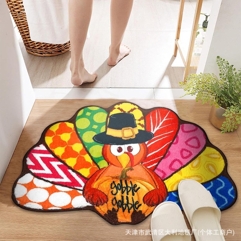 クロスボーダーハロウィンカボチャ模造カシミヤドアマット感謝祭収穫祭ベッドサイドブランケットAmazon temuドロップシッピングフロアマット|undefined