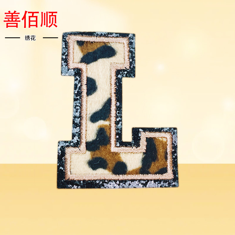 8cm leopard print flannel letter cloth sticker embroidery flower clothes shoe bag accessories Patches DIY jewelry