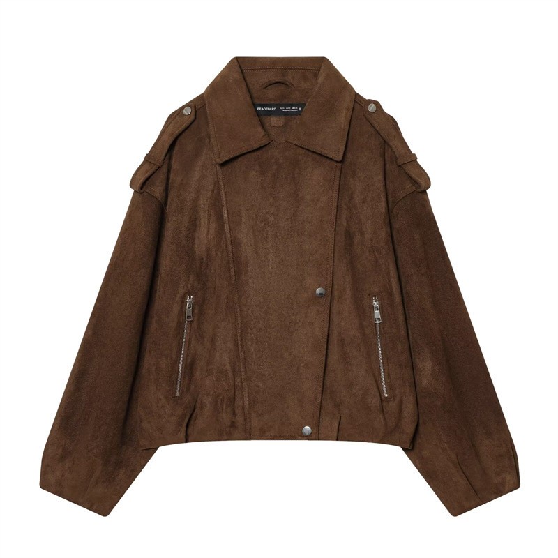 Myst&Za2026 Spring New Women's Suede Effect Loose Motorcycle Style Jacket 6318/036 Myst&Za2026 Spring New Women's Suede Effect Loose Motorcycle Style Jacket 6318/036