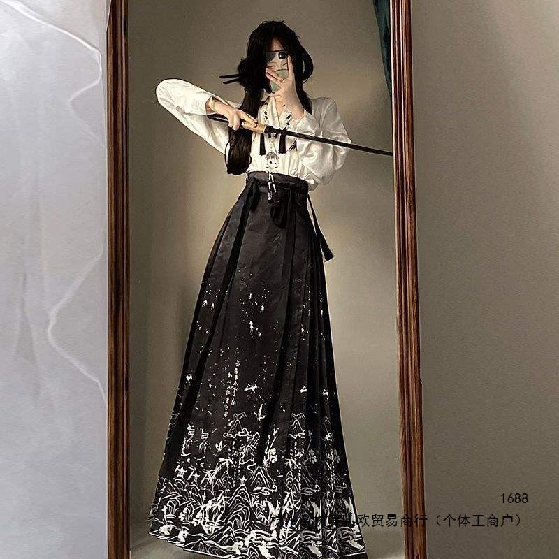2026 Spring/Summer New Original Chinese Style Mother-of-Pearl Inlay Ink-Dyed Horsehair Fabric New National Style Daily Slimming Suit Modified Hanfu 2026 Spring/Summer New Original Chinese Style Mother-of-Pearl Inlay Ink-Dyed Horsehair Fabric New National Style Daily Slimming Suit Modified Hanfu