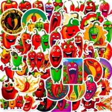 50张热情小辣椒儿童卡通贴画跨境辣椒滑板水杯幼儿园奖励装饰贴纸