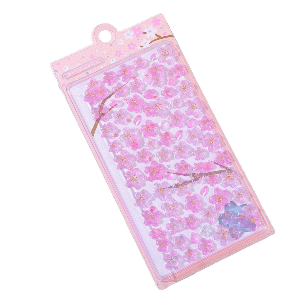 Envasado exquisito flor de cerezo japonesa 3D pegatinas en relieve estereoscópico dibujos animados para niños adorable decoración pegatinas de cristal estampado