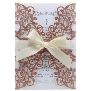 Amazon laser hollow golden onion deep orchid wedding invitation romantic European wedding invitation invitation spot wholesale