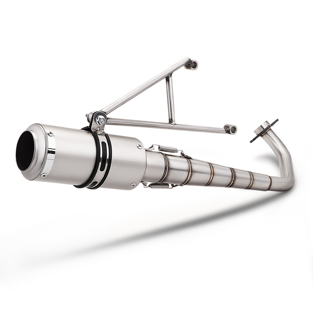 RS100 RSZ Fuxi 100cc stainless steel front exhaust pipe, SC muffler, hexagonal tailpipe, and silencer set