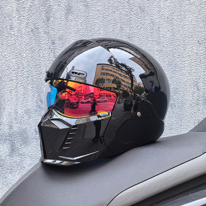 Casco de Motocicleta Retro Cruzado de Estilo Guerrero, Talla Grande, con Diseño de Escorpión, Ligero y Integral