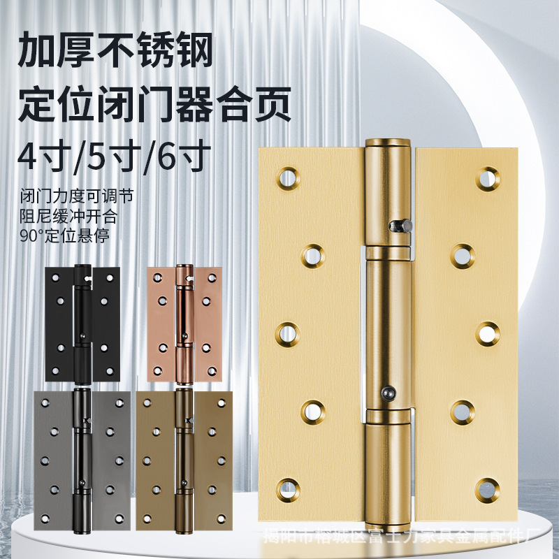 Stainless Steel Hydraulic Buffer 90 Degree Positioning Hinge Invisible Door Automatic Door Closer Damping Spring Hinge Hinge