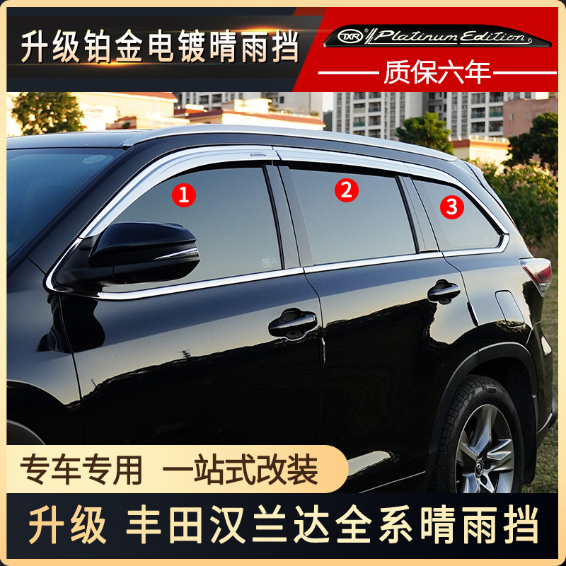 Tenxinrui adecuado para Toyota Highlander coche modificado coche ventana lluvia ceja lluvia escudo con luz arena piedra escudo accesorios suministros